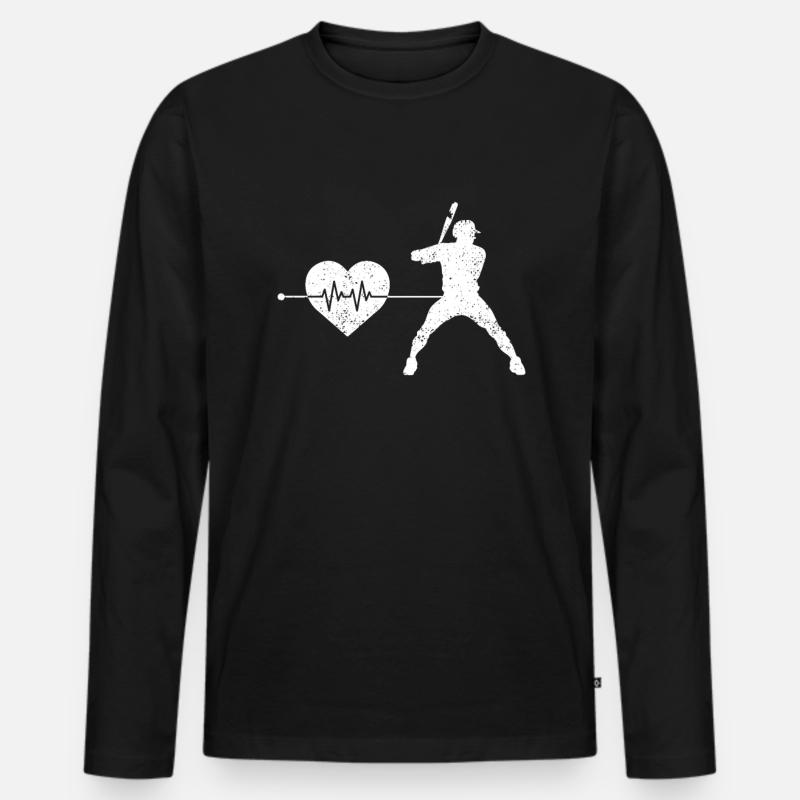 Baseball Herzschlag - Männer Premium Bio Langarmshirt - Schwarz