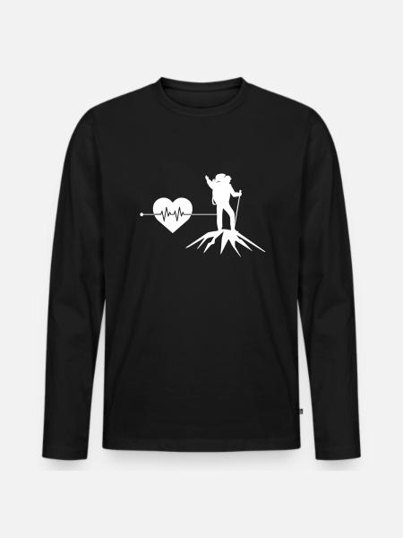 Mountaineering heartbeat - Men's Premium Organic Long Sleeve Shirt - black