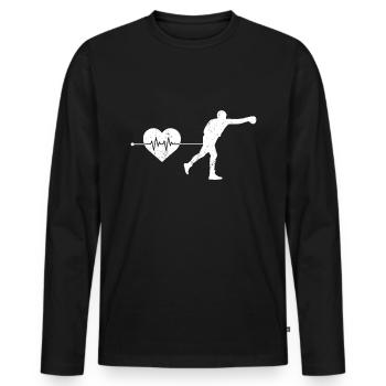 Battement de cœur de boxe - T-shirt manches longues Premium bio Homme - noir - Devant - Nico (187cm)