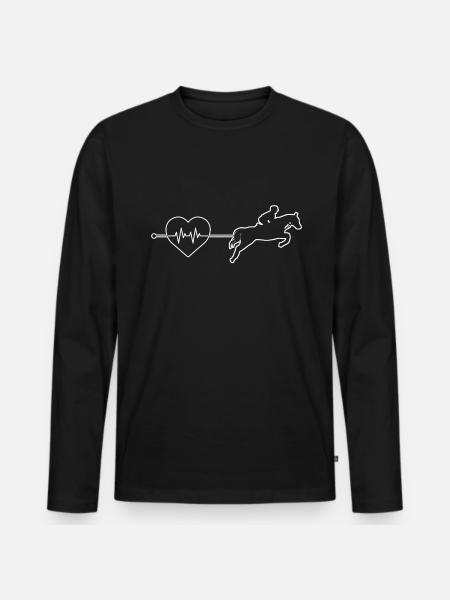 Pferd Herzschlag - Männer Premium Bio Langarmshirt - Schwarz