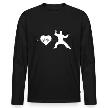 Kampfsport Herzschlag - Männer Premium Bio Langarmshirt - Schwarz - Vorne - Nico (187cm)