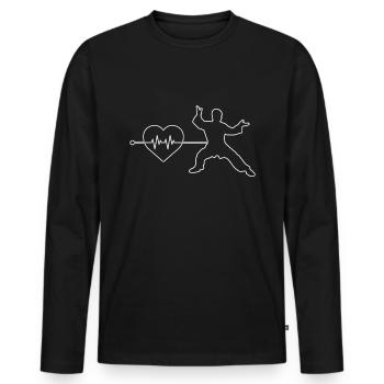 Kampfsport Herzschlag - Männer Premium Bio Langarmshirt - Schwarz - Vorne - Nico (187cm)