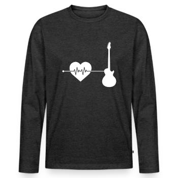 E Guitare Heartbeat - T-shirt manches longues Premium bio Homme - anthracite chiné - Devant - Nico (187cm)