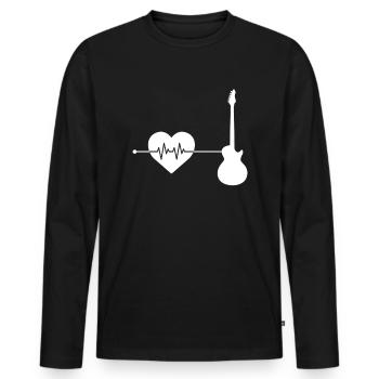 E Guitar Heartbeat - Men's Premium Organic Long Sleeve Shirt - black - Front - Nico (187cm)