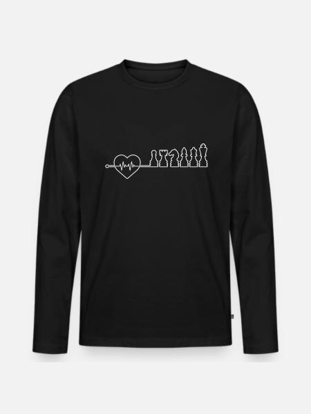 Chess Heartbeat - Men's Premium Organic Long Sleeve Shirt - black