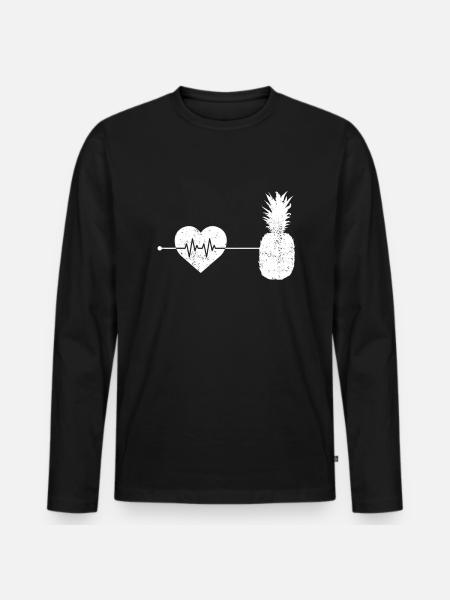 Ananas Herzschlag - Männer Premium Bio Langarmshirt - Schwarz