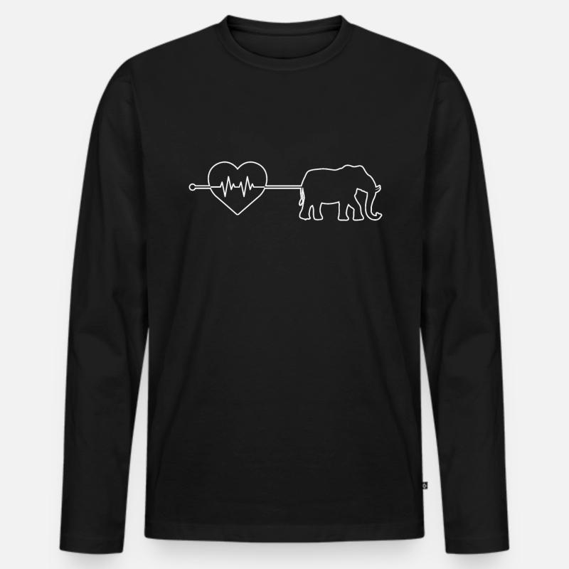 Elefant Herzschlag - Männer Premium Bio Langarmshirt - Schwarz