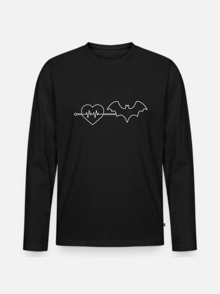 Bat heartbeat - Men's Premium Organic Long Sleeve Shirt - black