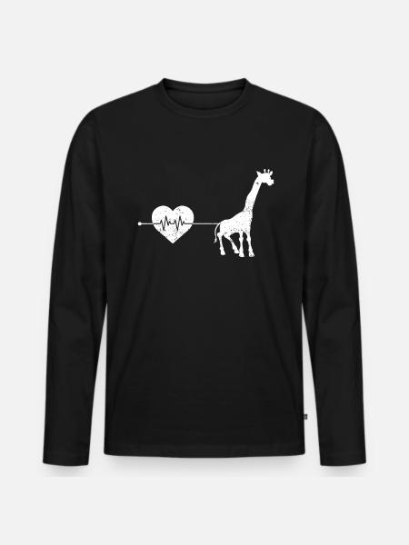 Giraffe Herzschlag - Männer Premium Bio Langarmshirt - Schwarz