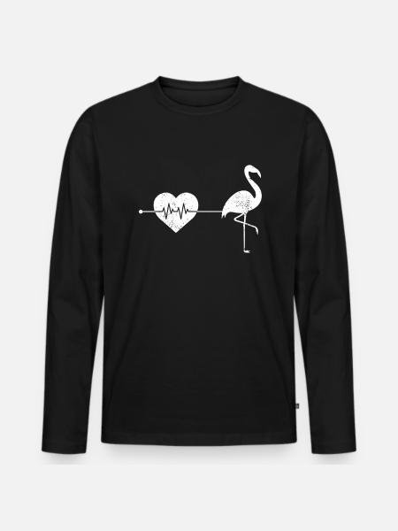 Flamingo heartbeat - Men's Premium Organic Long Sleeve Shirt - black
