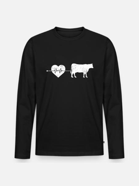 Cow Beef Heartbeat - Men's Premium Organic Long Sleeve Shirt - black