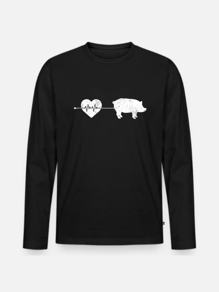 Pig heartbeat - Men's Premium Organic Long Sleeve Shirt - black