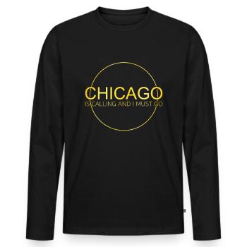 Citation de Chicago - T-shirt manches longues Premium bio Homme - noir - Devant - Nico (187cm)
