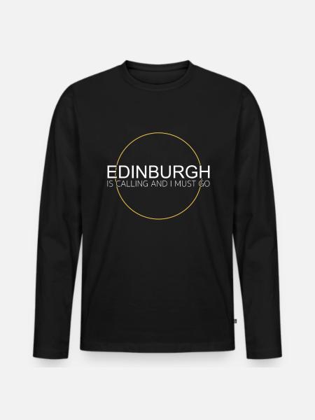 Edinburgh Spruch - Männer Premium Bio Langarmshirt - Schwarz