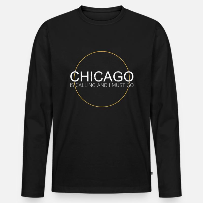 Chicago Spruch - Männer Premium Bio Langarmshirt - Schwarz
