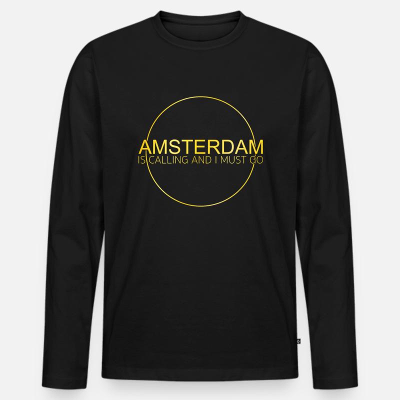 Amsterdam - Männer Premium Bio Langarmshirt - Schwarz