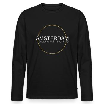 Amsterdam - Men's Premium Organic Long Sleeve Shirt - black - Front - Nico (187cm)