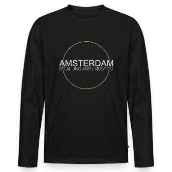 Amsterdam - Men's Premium Organic Long Sleeve Shirt - black - Front - Nico (187cm)
