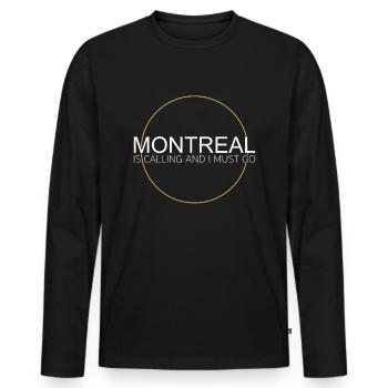 Montreal Saying - Men's Premium Organic Long Sleeve Shirt - black - Front - Nico (187cm)