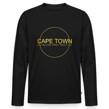 Cape Town Quote - Men's Premium Organic Long Sleeve Shirt - black - Front - Nico (187cm)