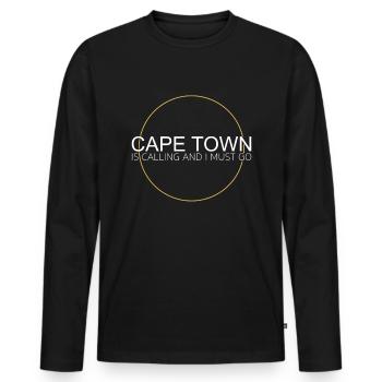 Cape Town Quote - Men's Premium Organic Long Sleeve Shirt - black - Front - Nico (187cm)