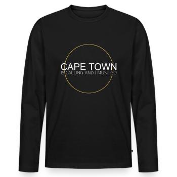 Cape Town Quote - Men's Premium Organic Long Sleeve Shirt - black - Front - Nico (187cm)