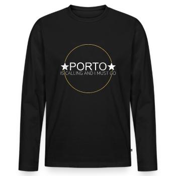 Porto quote - Men's Premium Organic Long Sleeve Shirt - black - Front - Nico (187cm)