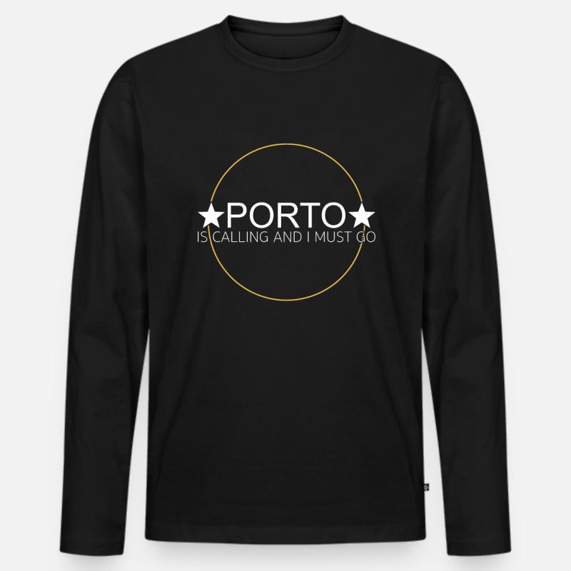 Porto Spruch - Männer Premium Bio Langarmshirt - Schwarz