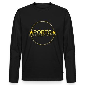 Porto quote - Men's Premium Organic Long Sleeve Shirt - black - Front - Nico (187cm)