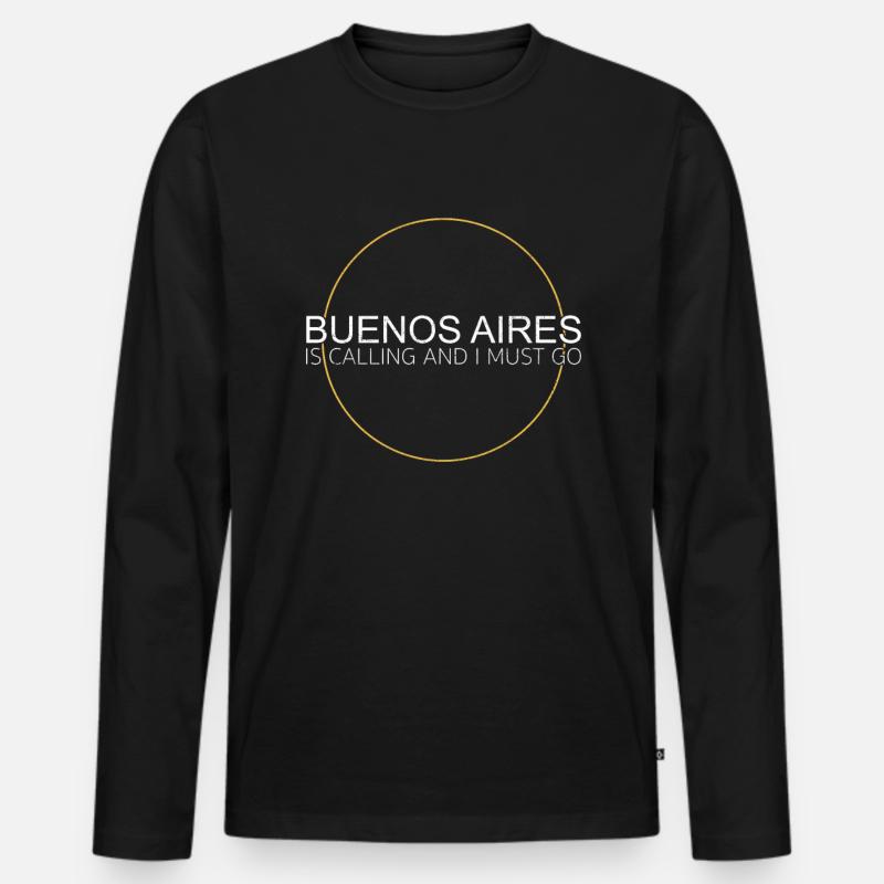 Buenos Aires Spruch - Männer Premium Bio Langarmshirt - Schwarz