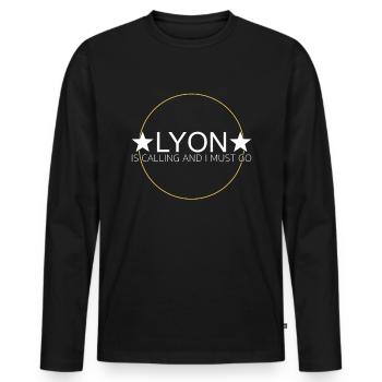 Lyon Spruch - Männer Premium Bio Langarmshirt - Schwarz - Vorne - Nico (187cm)