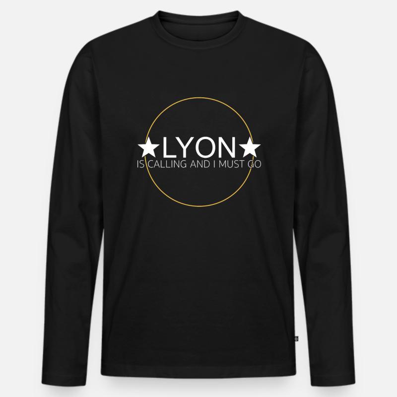 Lyon Spruch - Männer Premium Bio Langarmshirt - Schwarz