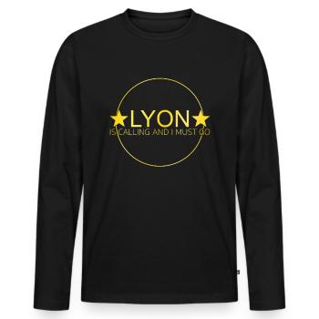 Lyon Spruch - Männer Premium Bio Langarmshirt - Schwarz - Vorne - Nico (187cm)