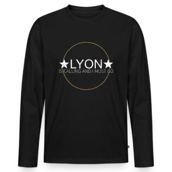 Lyon Spruch - Männer Premium Bio Langarmshirt - Schwarz - Vorne - Nico (187cm)