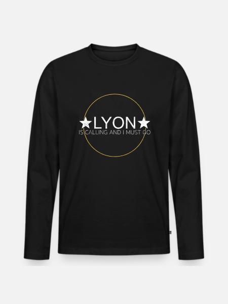 Lyon Spruch - Männer Premium Bio Langarmshirt - Schwarz