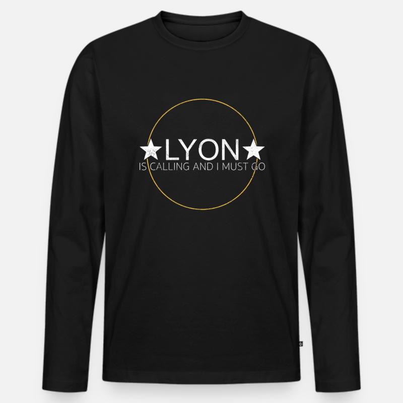 Lyon Spruch - Männer Premium Bio Langarmshirt - Schwarz