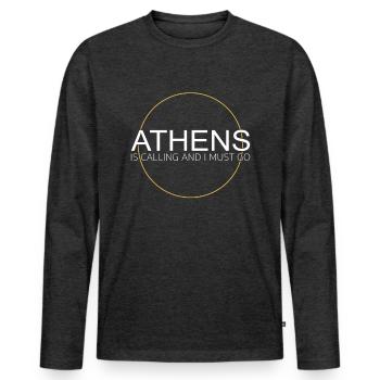 Athènes Dicton - T-shirt manches longues Premium bio Homme - anthracite chiné - Devant - Nico (187cm)