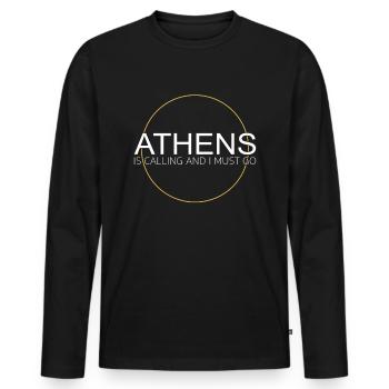 Athens Saying - Men's Premium Organic Long Sleeve Shirt - black - Front - Nico (187cm)