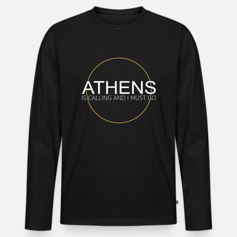 Athen Spruch - Männer Premium Bio Langarmshirt - Schwarz