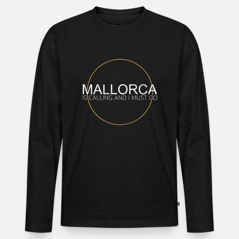 Mallorca Spruch - Männer Premium Bio Langarmshirt - Schwarz