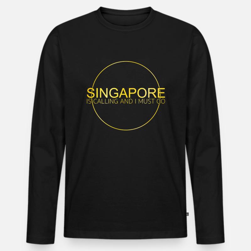 Singapur Spruch - Männer Premium Bio Langarmshirt - Schwarz