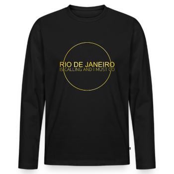 Rio de Janeiro quote - Men's Premium Organic Long Sleeve Shirt - black - Front - Nico (187cm)