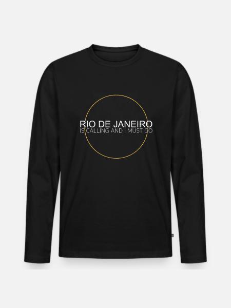 Rio de Janeiro Spruch - Männer Premium Bio Langarmshirt - Schwarz