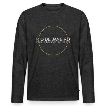 Rio de Janeiro quote - Men's Premium Organic Long Sleeve Shirt - heather anthracite - Front - Nico (187cm)