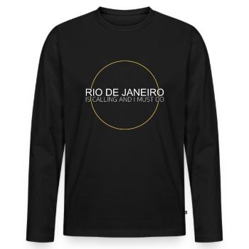 Citation de Rio de Janeiro - T-shirt manches longues Premium bio Homme - noir - Devant - Nico (187cm)