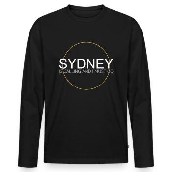 Sydney Quote - Men's Premium Organic Long Sleeve Shirt - black - Front - Nico (187cm)