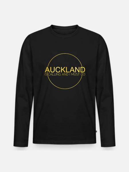 Auckland Saying - Men's Premium Organic Long Sleeve Shirt - black