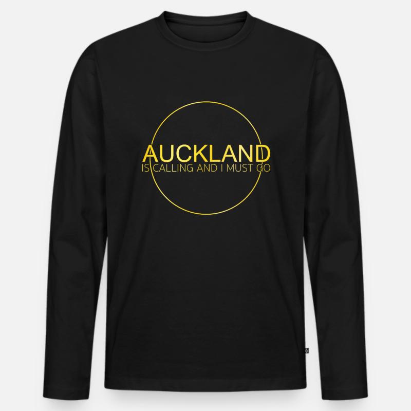 Auckland Spruch - Männer Premium Bio Langarmshirt - Schwarz