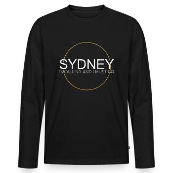 Sydney Quote - Men's Premium Organic Long Sleeve Shirt - black - Front - Nico (187cm)