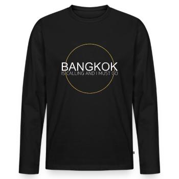 Bangkok quote - Men's Premium Organic Long Sleeve Shirt - black - Front - Nico (187cm)